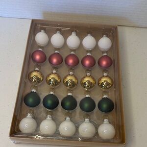 Christmas Mini Ball Ornament Set White, Red, Gold, Green Holiday Tree Trim Craft